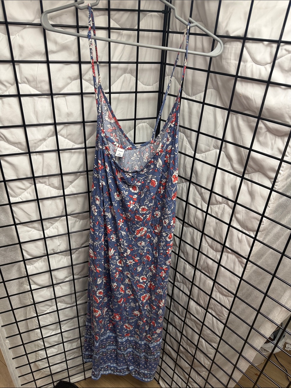 Old Navy Blue Floral Maxi Dress with Red & White Accents - Picture 1 of 2